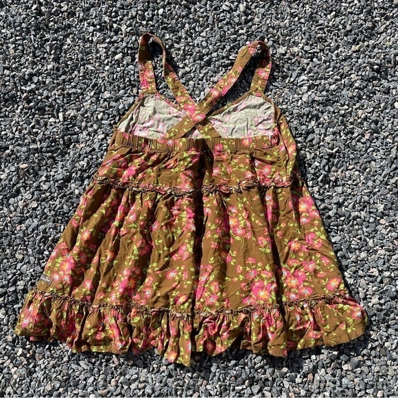 🥒 Matilda Jane On a Whim Floral Cross Back Brown Pink Sleeveless Tank Shirt S - Picture 3 of 10